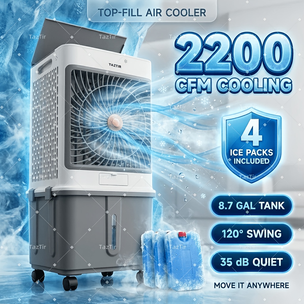 TAZTIR 2200 CFM Portable Air Cooler&comma; Portabl...