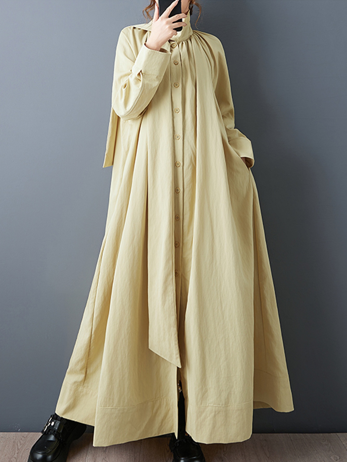 chinese dress ladies Japanese Style Maxi Linen Dress