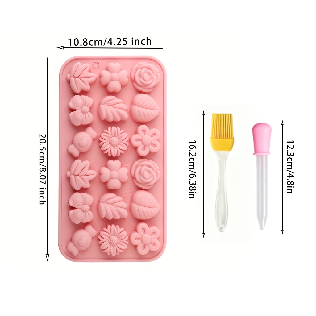 TEMU 3pcs Silicone Mold Sets, Flower Mould And Brush And Dropper, Clay Crafts Making Tools For Aromatherapy Candle Making And Party Favors