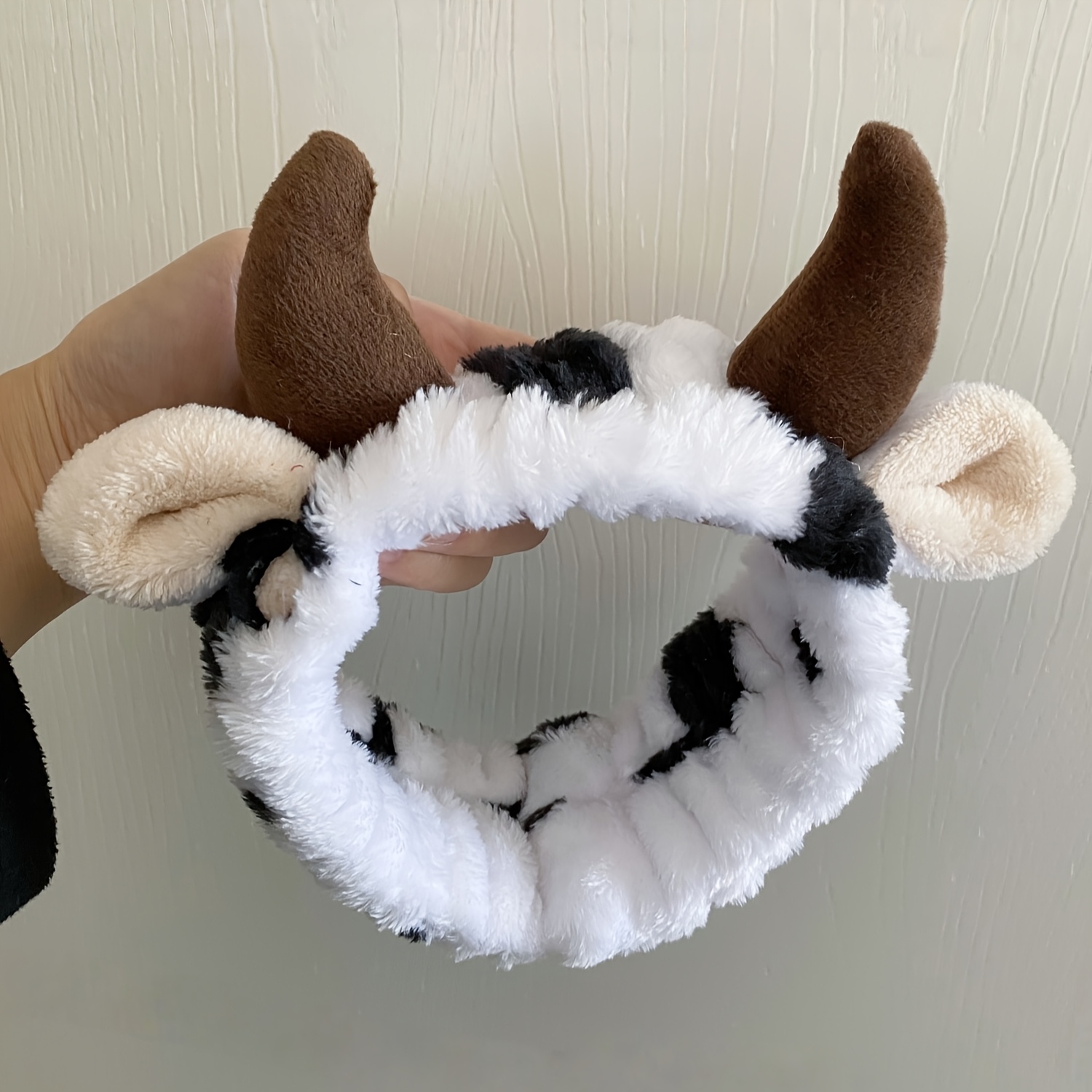 TEMU Damenmode Horn Stirnband, Bequeme Plüsch Horn Haarverzierungen, Süßes Tierdesign, Perfekte Herbst- und Winter-Feiertagsdekoration, Geeignet für