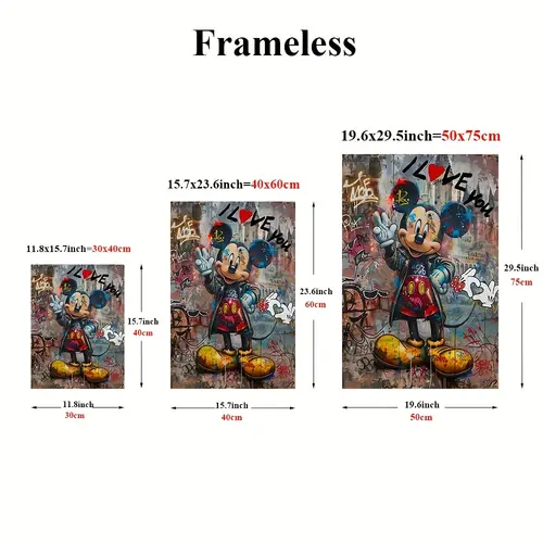 1pc unframed canvas art print vibrant graffiti style wall decor with i love you text abstract cartoon design for or bedroom no frame needed room decor