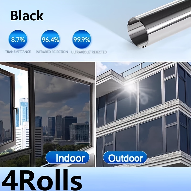 TEMU 4--way View Privacy Window Film Suitable For , Static Cling Adhesive-free Blocking Glare & Heat, Pet Window Covering Suitable For Glass Doors,