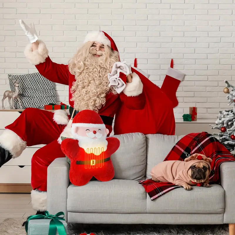 christmas women gifts usb heated christmas santa claus pillow gifts for women heating pad for cute stuff stuffed pillow for lumbar support holiday birthday gifts home office multi item party Product details 2