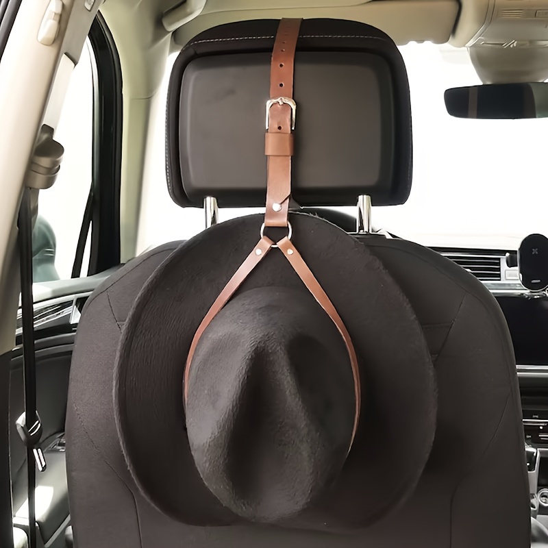 

Pu Leather Car Cowboy Hat Holder, Vehicle Headrest Hanging Storage Strap For Hat