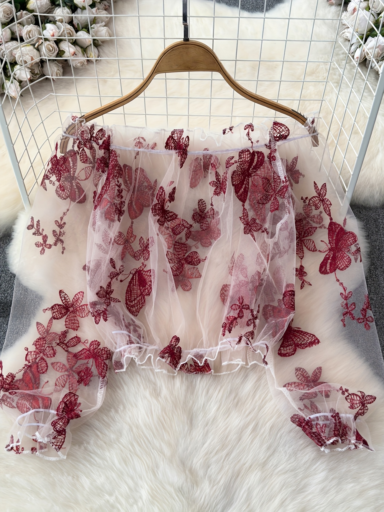 Chiffon Blouse Red Blouse Off Shoulder Womens Tops Off Shoulder