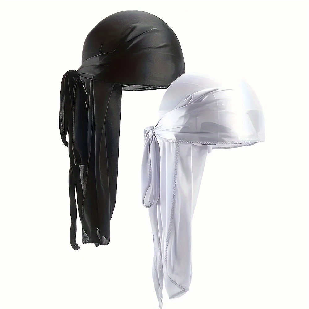 2-Pack Durag Pirate Hat - Soft, Fragrance-Free, 360 Waves, Extra Long Tail for Maximum Comfort and Style