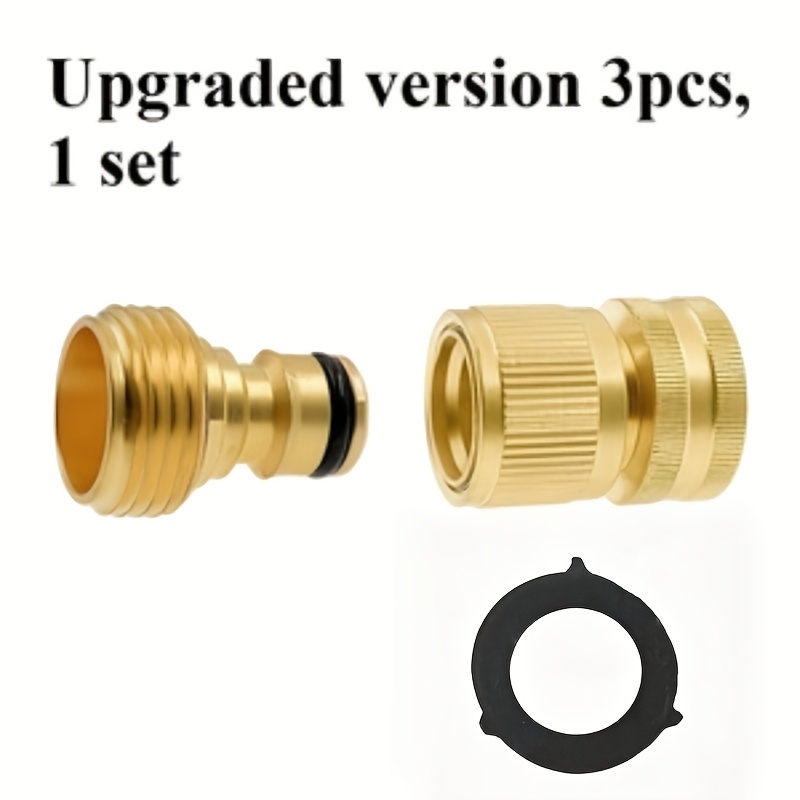 TEMU Rapide pour Tuyau d'Arrosage, Kit de Connexion Rapide de Jardin à Filetage GHT 3/4 Pouce en Laiton , Coupleur d'Arroseur Anti-Fuite