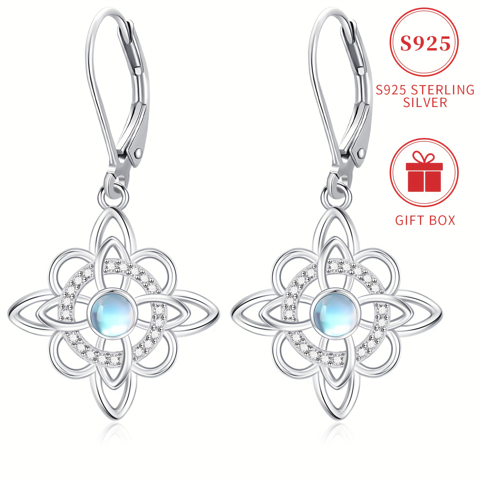 

Boucles d'Oreilles Nœud Sorcière en Pierre Argentée Pure 925, Faible Allergie, Nickel, Élégantes et pour Femmes, Bijoux en Synthétique Brillant, à Quotidiennement, pour Fête et Vacances,