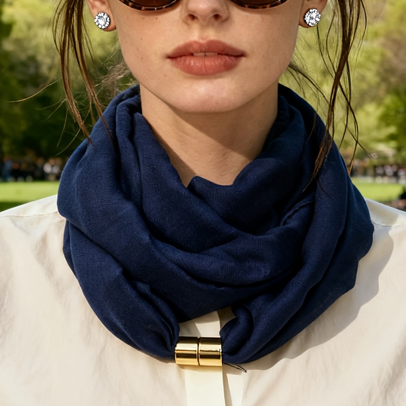 TEMU Solid Color Scarf Autumn And Winter Warm All-match Basic Women's Short Neck Windproof Autumn And Winter Women' Women' All-match Scarf
