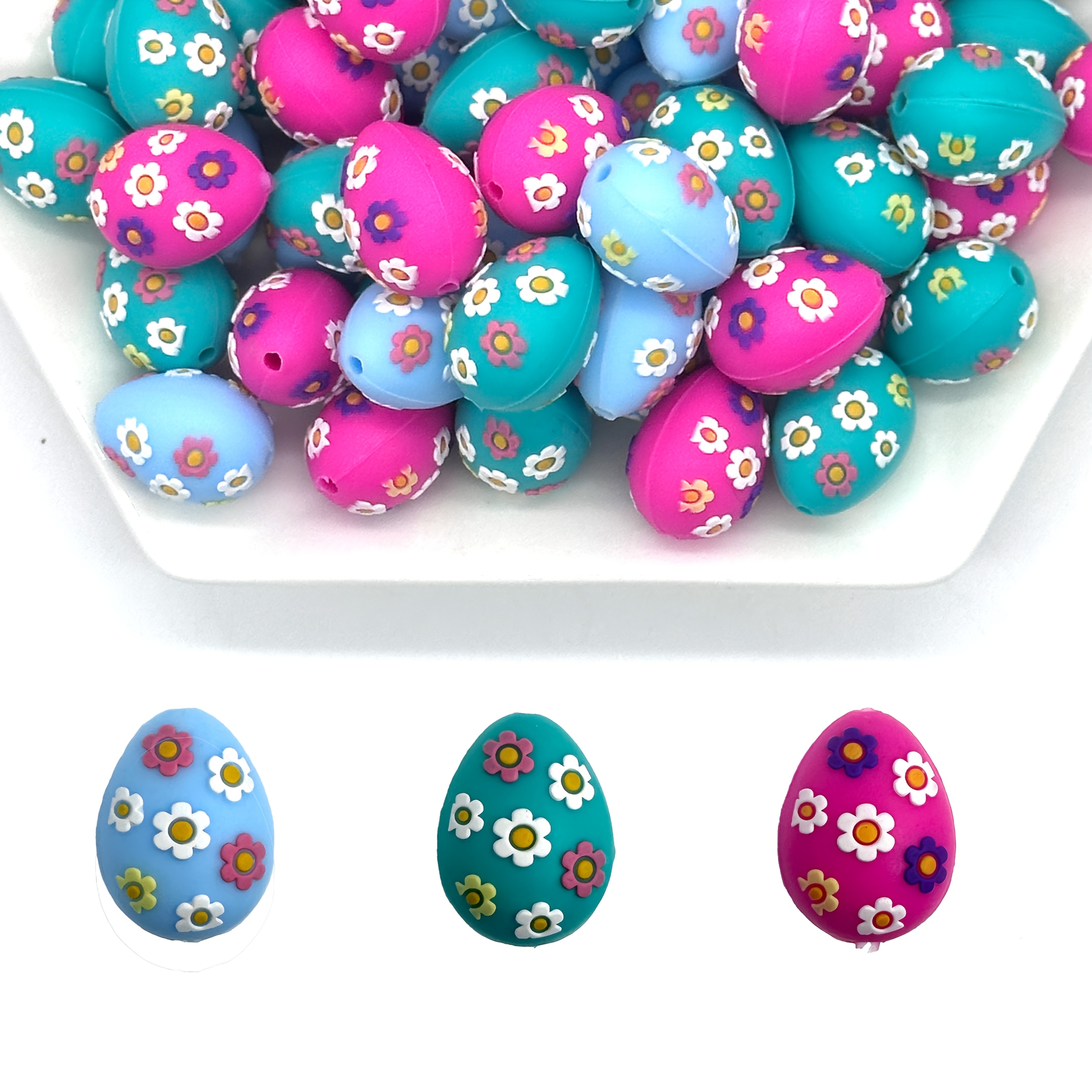 

A Set Of 6 Mixed Silicone Beads From The 3d Easter Series For Diy Crafts, Suitable For Making Bag Chains, Phone Chains, Bracelets, Necklaces, Keychains, And Jewelry Decorations.