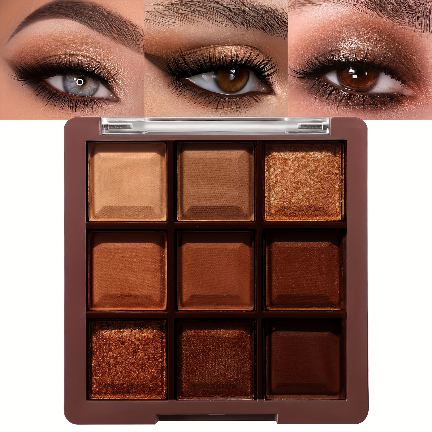 

9 Colors Eyeshadow Palette, Matte Shimmer Glitter Eye Shadow Makeup Palette, Highly Pigmented Long Lasting Waterproof, Natural Neutral Nude Eyeshadow Makeup Pallet, Chocolate Brown