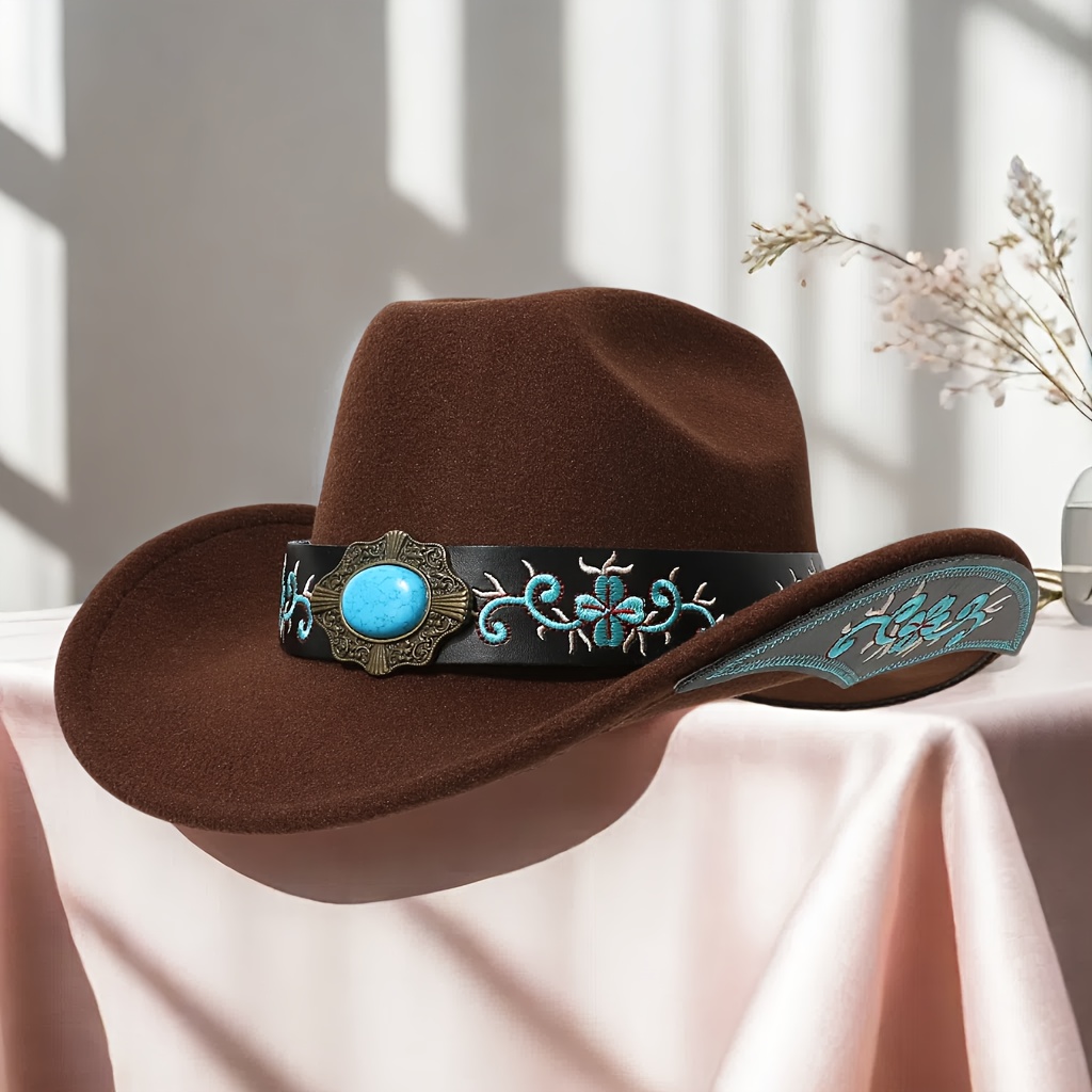 Elegant Teal Fedora Hat with Brown Band Montana fedora emerald green with removable turquoise hat  main image 3