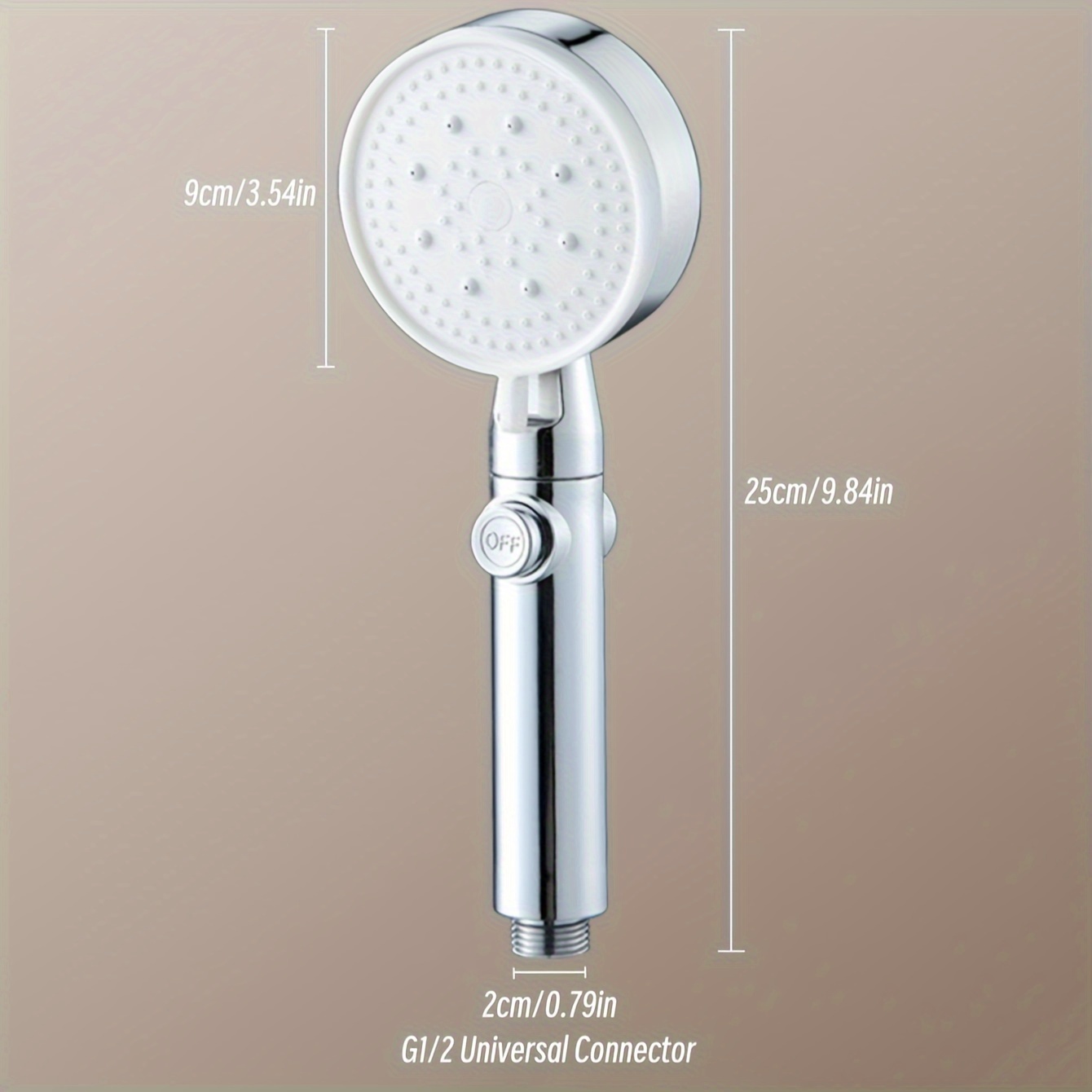 New Silvery Five-speed Off Water Stop Button: Handheld Shower With Five-, One-button Water Stop, Abs Material, Electroplated Surface, Universal Interface,for Shower Use Only