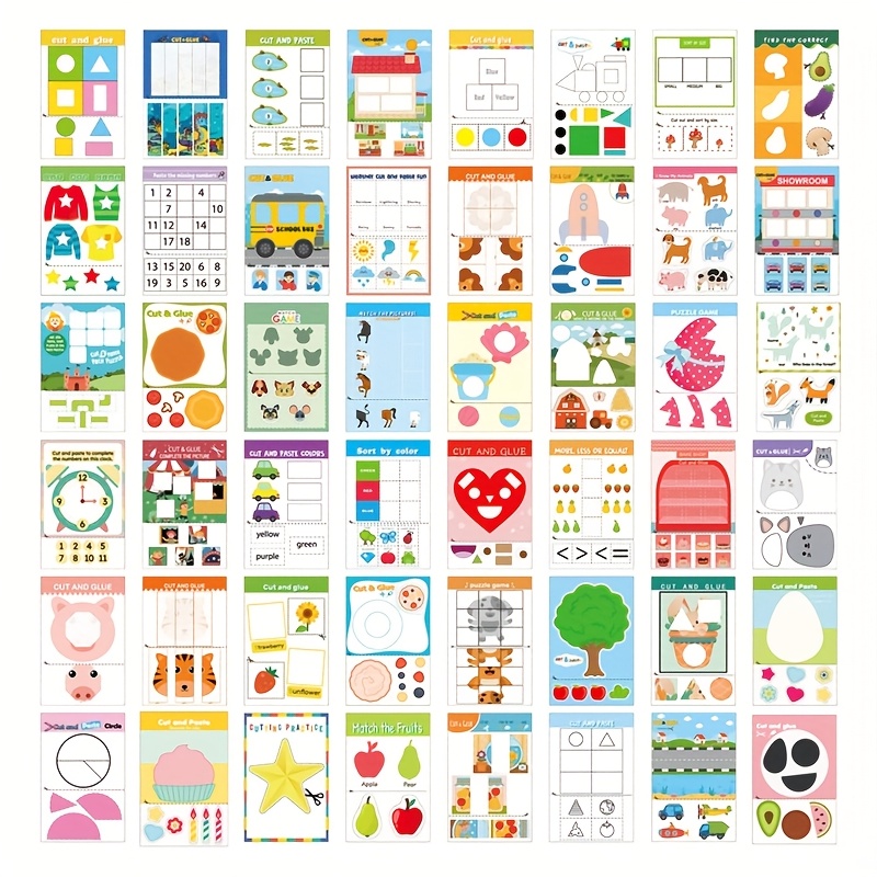 1pc Scissor Skills Activity Book - Interactive Paper Cutting Practice with Airplanes, Rainbows & Animals | DIY Art Projects, Birthday Party Favors, Shower Decorations | Educational Craft Supplies