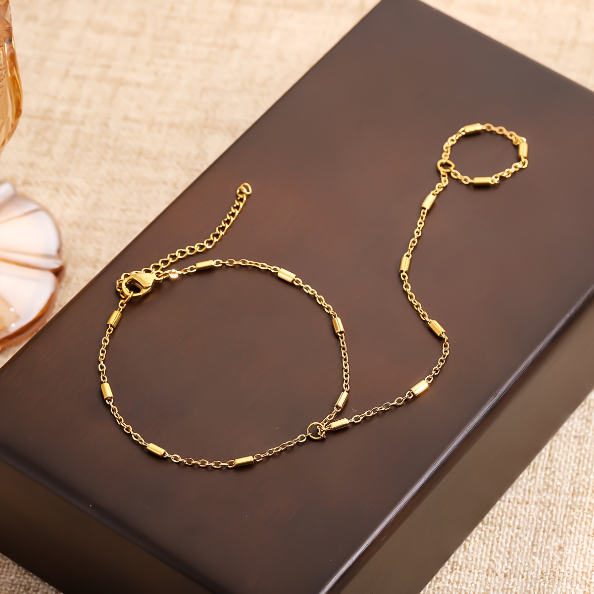 E-shop Minimalistisches Basic-Design Verbundfinger Edelstahlarmband, Material, das nicht verblichen wird, Damen Alltags Accessoire, einzigartige Hand
