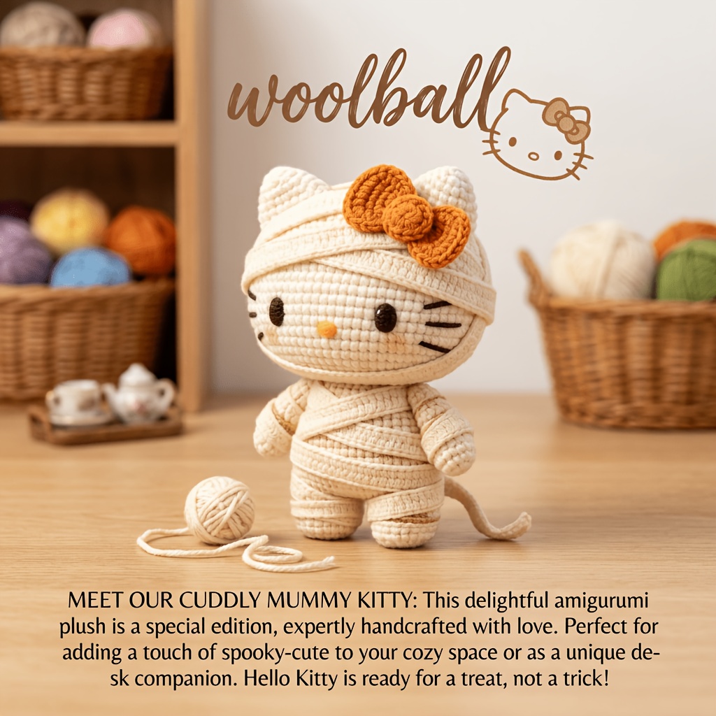TEMU 1 Set, Hello Kitty Halloween Crochet Kit, Suitable For Adult Crochet Enthusiasts | Easy Knitting And Crochet Project For Beginners | All