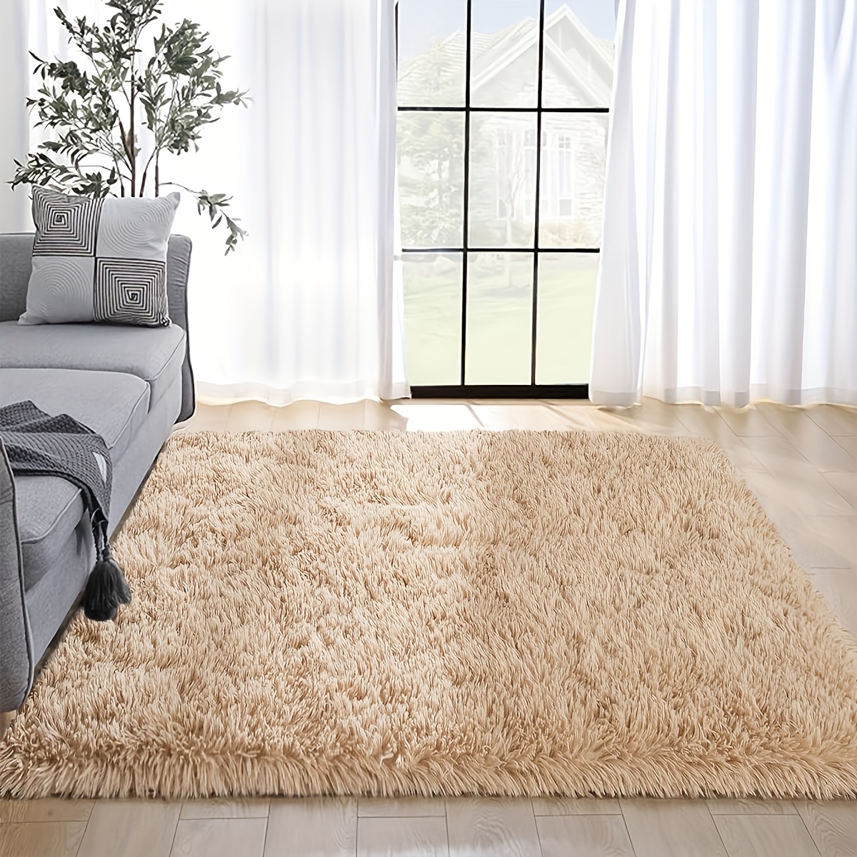 1pc, Camel Room Area Rug, Soft And Versatile For Living Room And Bedroom, Thick Floor Mat, Carpet With Multiple Sizes