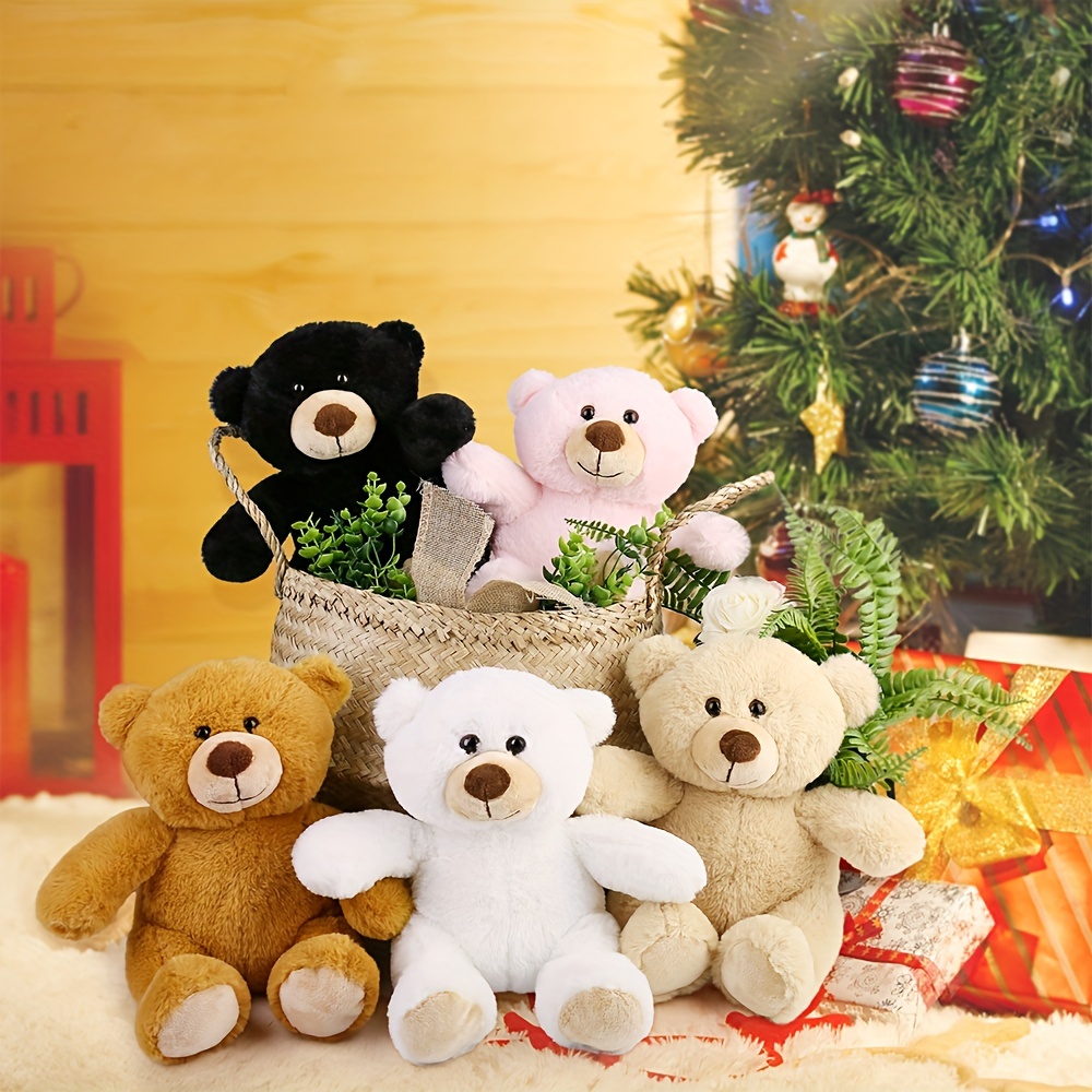 

Benben Teddy Bear Stuffed Animal, 5pcs, 10 Inch Small Teddy Bear Bulk, Baby Bear Plush Toy For Baby Shower Decoratin, Gifts For Girlfriend, Valentine's Day (brown/dark Brown/white/pink/black)
