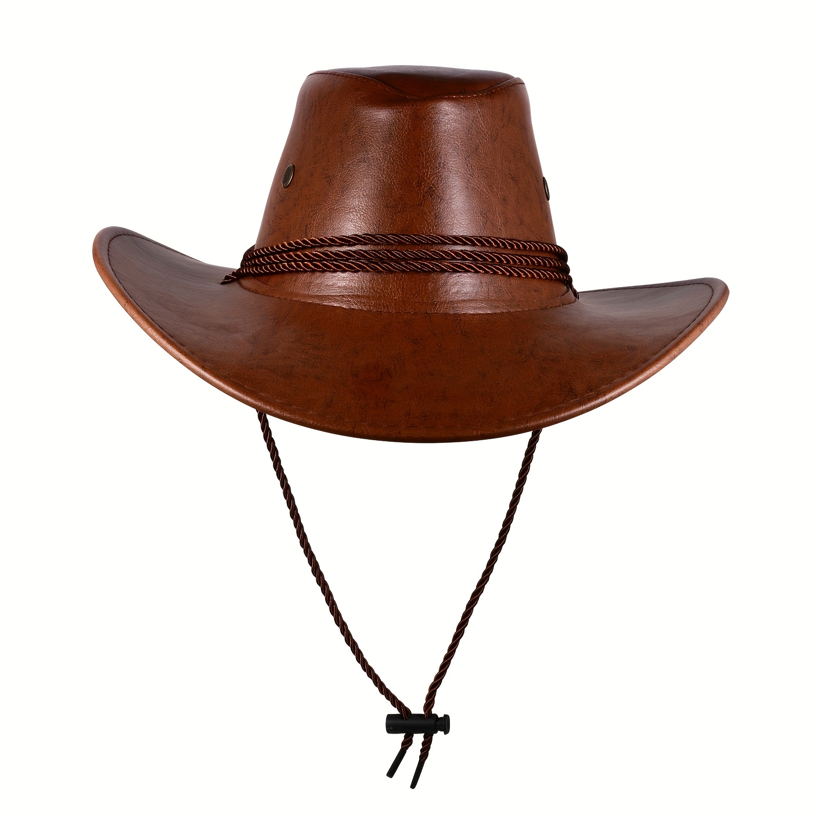 6287 Brown Pu Leather Bucket Hats Wide Brim Women Foldable Western Holiday Cotton Bucket Hat (Brown Canvas) | Lack of Color [US] main image 2