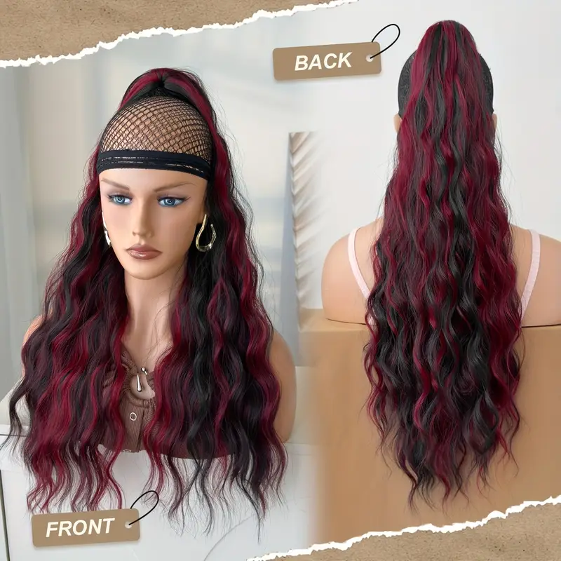 deep wave synthetic ponytail extensions for women adjustable drawstring hairpiece for daily use secure clip on natural look hair types ponytail hair extensions wavy hairpiece quick hairstyle solution details 9