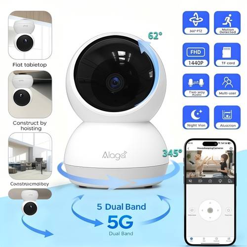 1440p wireless hd security camera indoor pet monitoring camera 360 pan tilt camera 2 4g 5g wifi two way audio motion detection suitable for babies elderly pets ideal christmas thanksgiving halloween gift