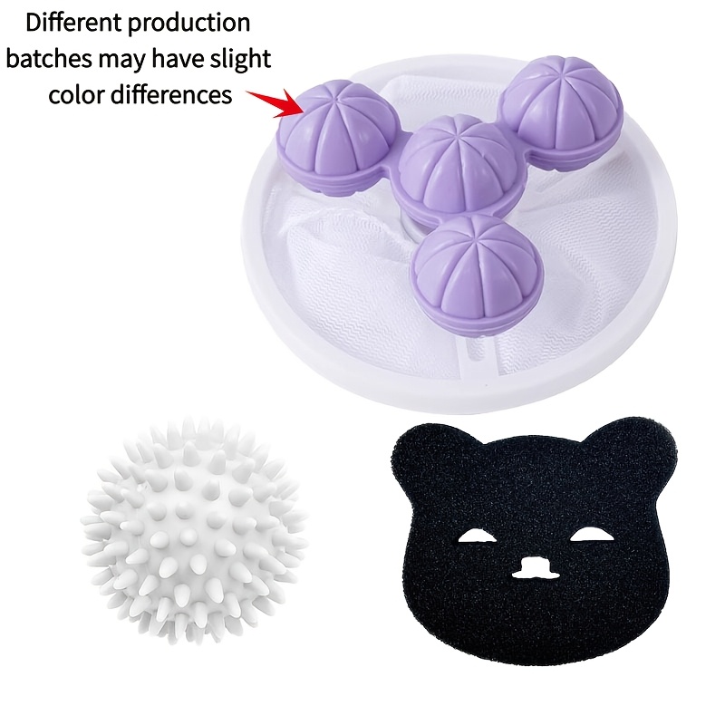 Image of 3pcs Set, (1pc Washing Machine Filter Bag And 1pc Cleaning Ball And 1pc Brush Filter), Lint Ball, Floating Depilator, Clothing Cleaning Filter Bag, Depilating And Lint-absorbing Filter Bag, Ball