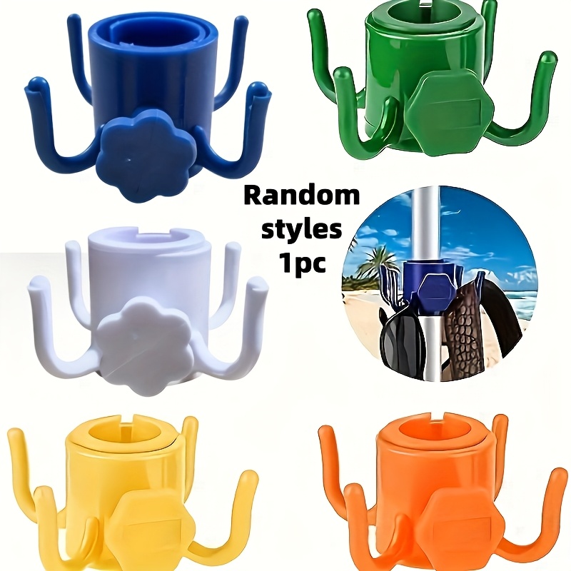 TEMU Beach Umbrella Hook, 4-prong Beach Umbrella Hook, Adjustable Plastic Umbrella Hook, For Towels, Cameras, Clothes, Hats, Bags, Beach Camping