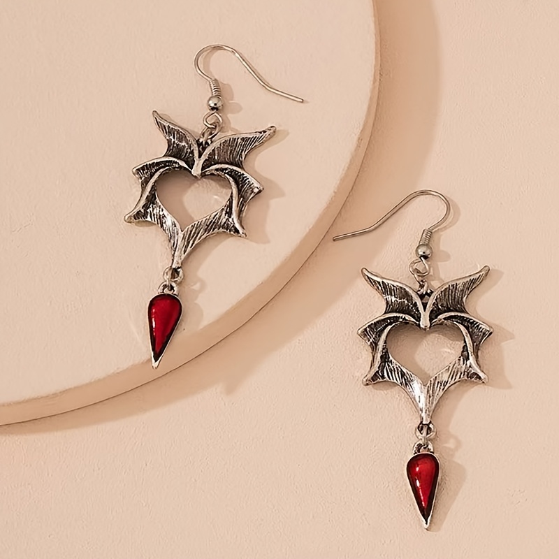 TEMU 1 Pair Of European And American Halloween Vintage Drip-enamel Bat Wing Earrings For Men And Women, Suitable For Couples' Daily Wear