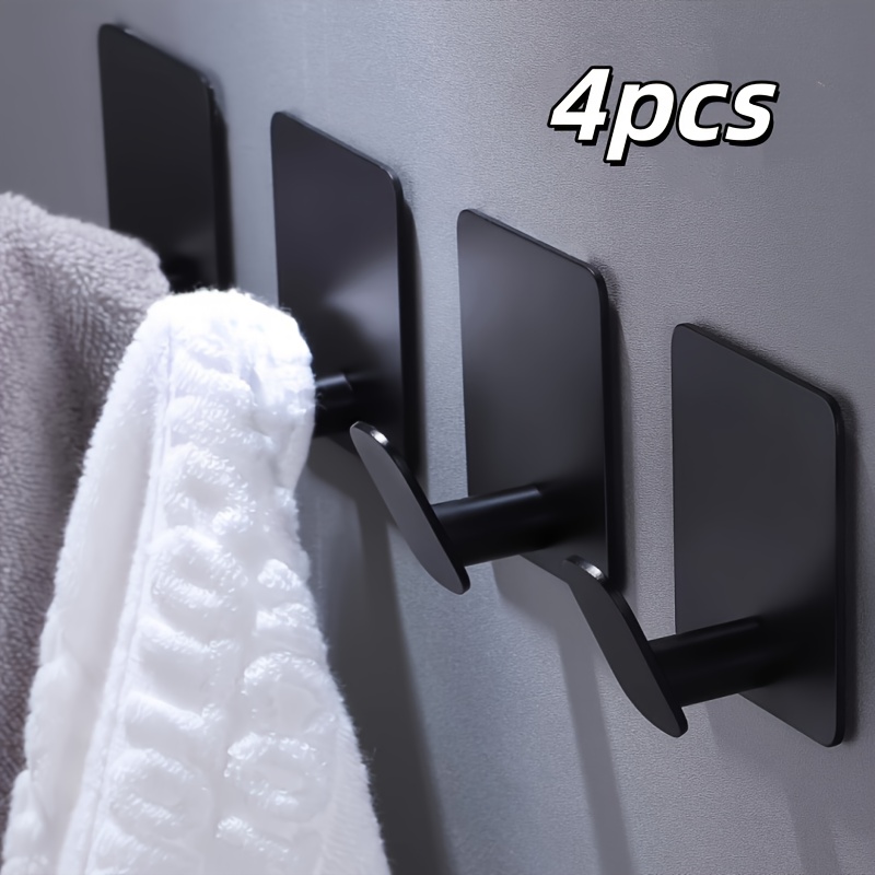 TEMU Self Adhesive Towel Hooks For Bathroom Heavy Duty Wall Mounted Towel Holder No Drill Sticky Wall Hanger For Robe Clothes Hat Keys Kitchen