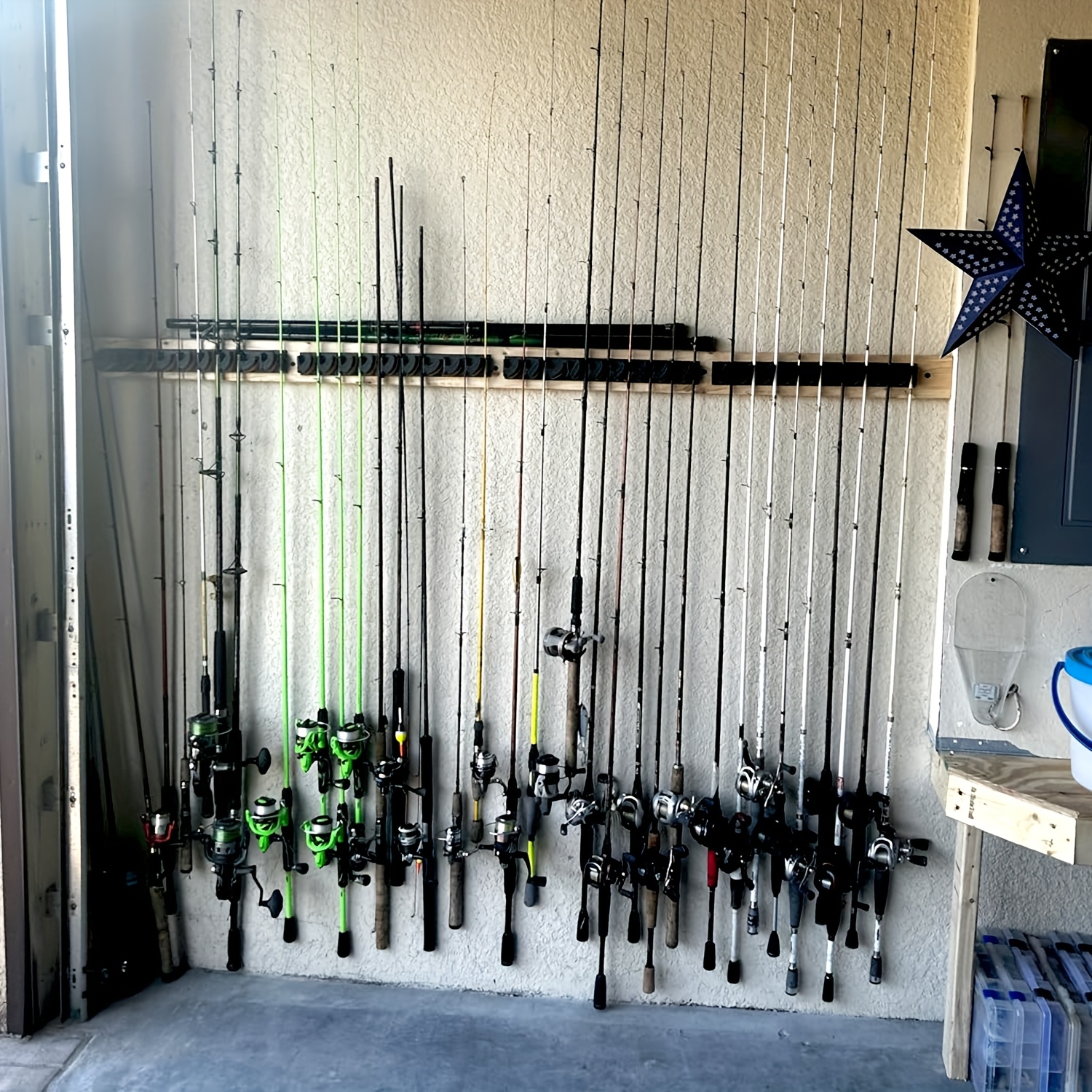 diy fishing pole verticle rack V12 Seat Post Vertical Rod (holds 12 rods) White It can be like a puzzle fitting fully rigged rods and reels in all of the spaces. A DIY Rod-Rack - The