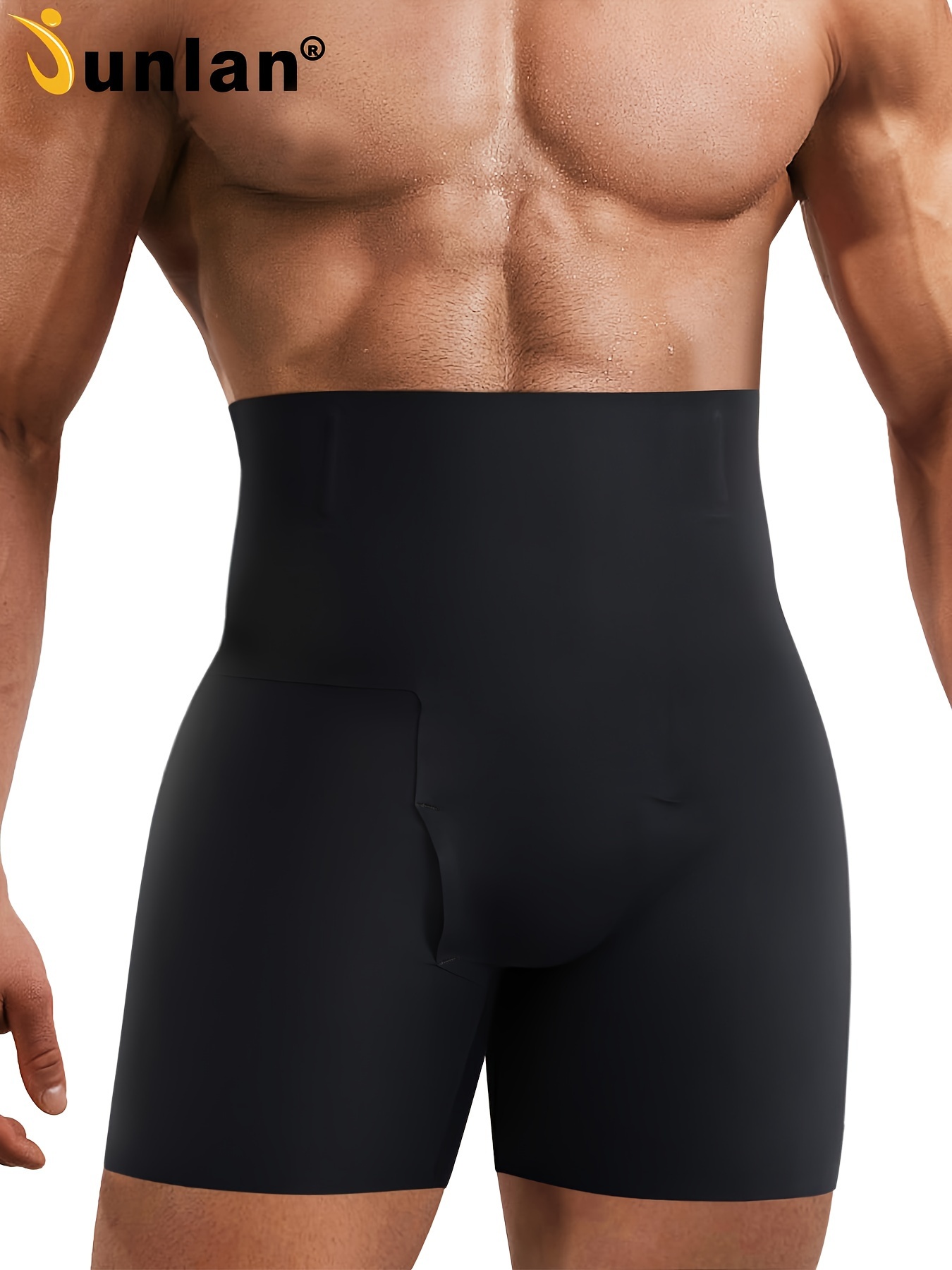 Junlan Bóxers de compresión de cintura alta para control de abdomen y moldeado corporal para hombres
