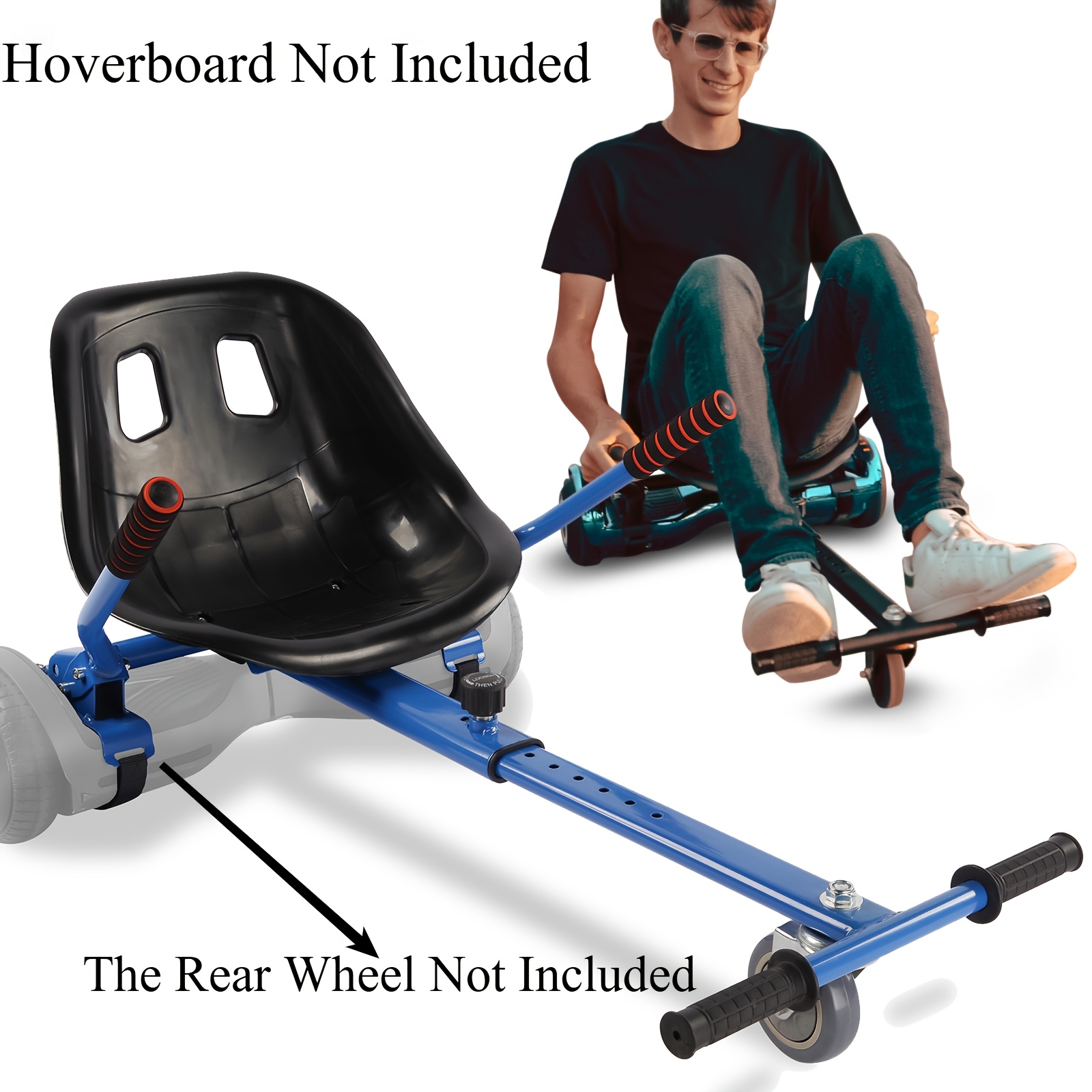 Gotrax HoverflyKart Seat Attachment Accessory For 6.5" 8" 8.5" 10" Self Balancing Scooter, Adjustable Frame Length And Handlebar Control Buggy Attachment, Hover Board Go Kart Accessory, Large, Black