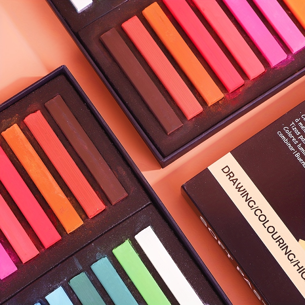 TEMU Crayons de Couleur , 12/24 Couleurs, Fournitures Artistiques en Charbon Carré pour Beauté et Nail Art, Crayons Pan, Matériel d'Artiste