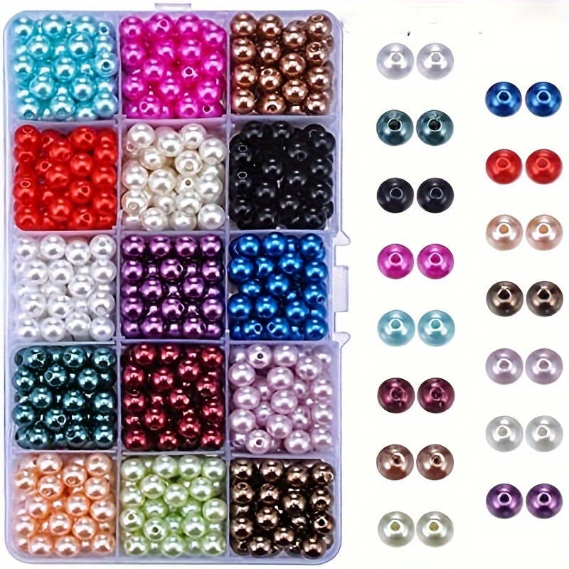 

Faux Pearl Beads Luster Glossy Polished Round Pearl Loose Beads For Wedding Party Decoration Jewelry Craft Making, 15 Colors, 8mm, Appr. 600pcs