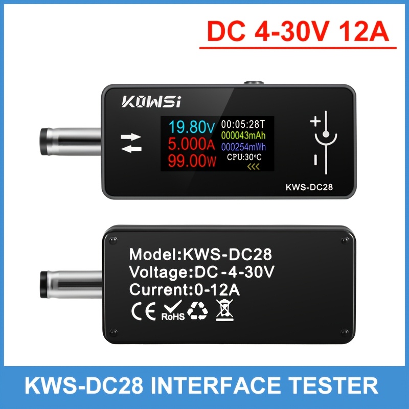 USB C Tester,2 in 1 Type C USB Tester Color Screen IPS Digital Multimeter,Voltage,Current,Power,Resistance,Temperature,with Clip - 34