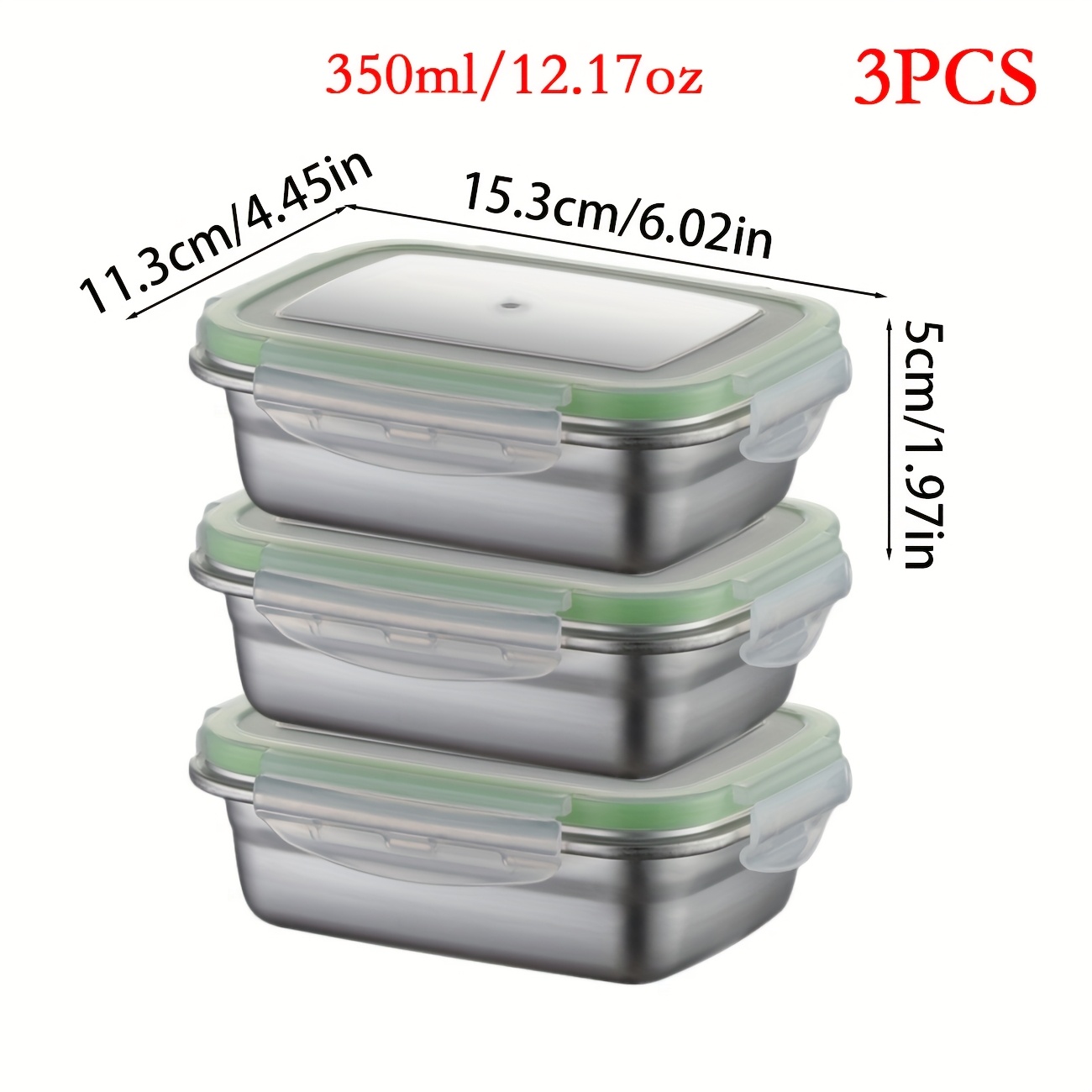 TEMU 3/5pcs Stainless Steel Food Storage Containers - Leak-proof, Reusable, Stackable - Ideal For Fruits, Meat, Vegetables | Easy To Clean, 304