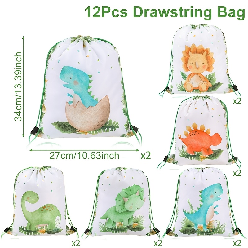 E-shop 12 Stück, Dinosaurier-Motiv Zugbeutel, Dinosaurier-Motiv Partyzubehör, 1. Geburtstag Party Verpackungsbeutel, Hochzeitsdeko, Brautdusche