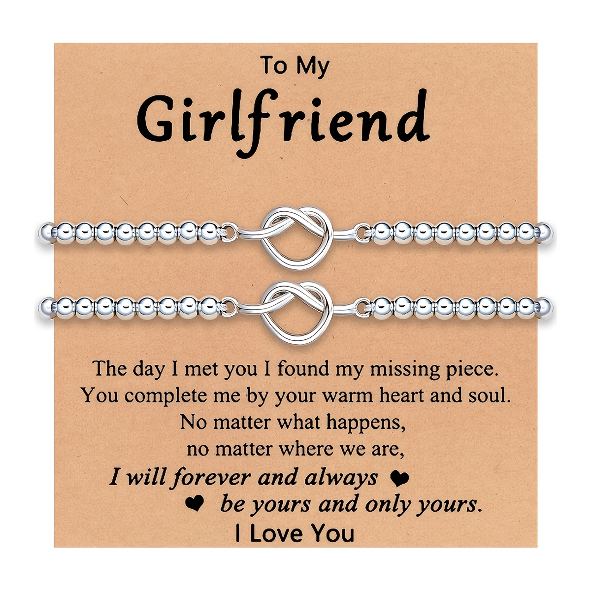 2pcs Love Knot Bracelets with Warm Words Card
