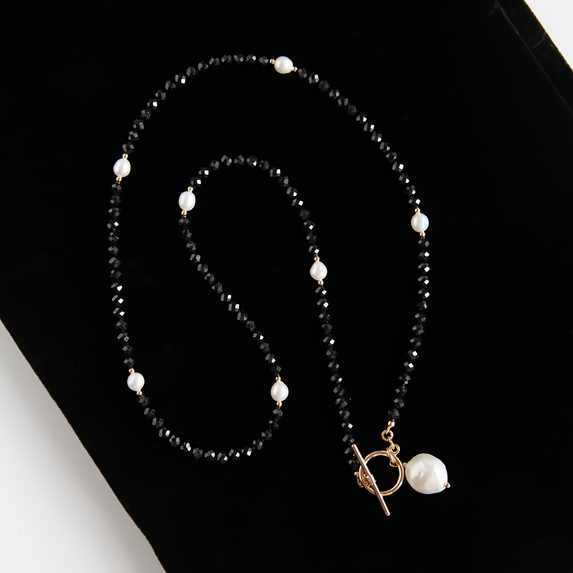 Image of Natural Stone 1pc Halloween Christmas Minimalist Y-chain Necklace - Natural Stone Obsidian Fashion Jewelry For Women Autumn Winter