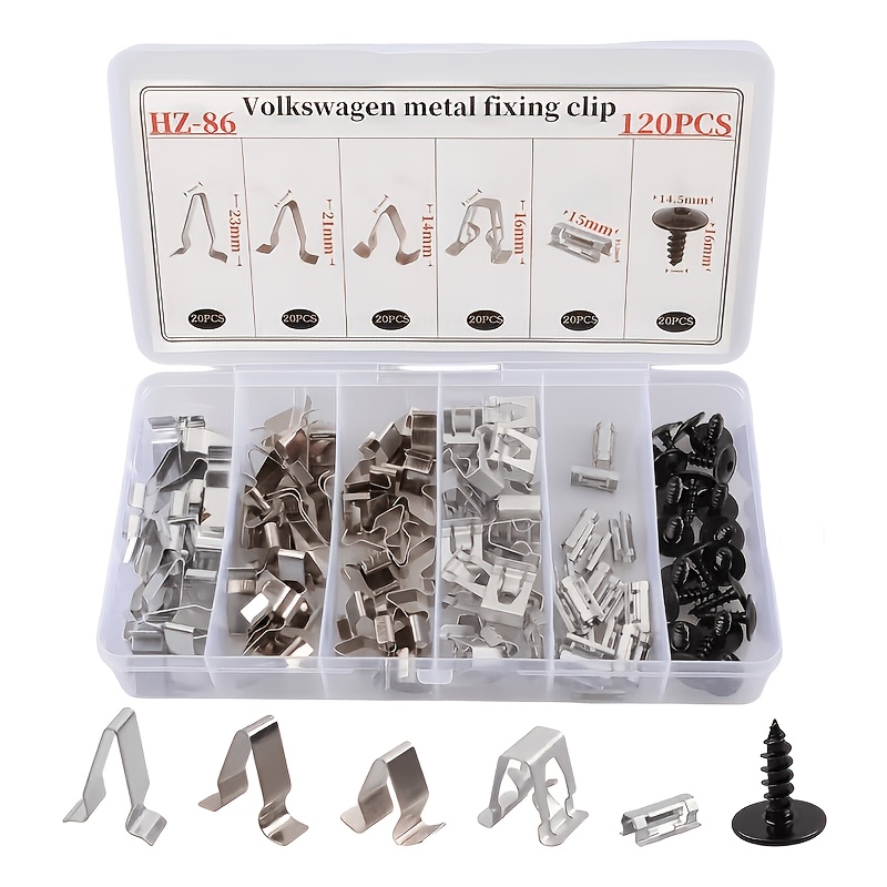 TEMU 120pcs Car Interior Trim Clips Kit For Vw, Center Console Dashboard Fastener Retainers, Audio Speaker Screws And Door Panel Clip Replacements,
