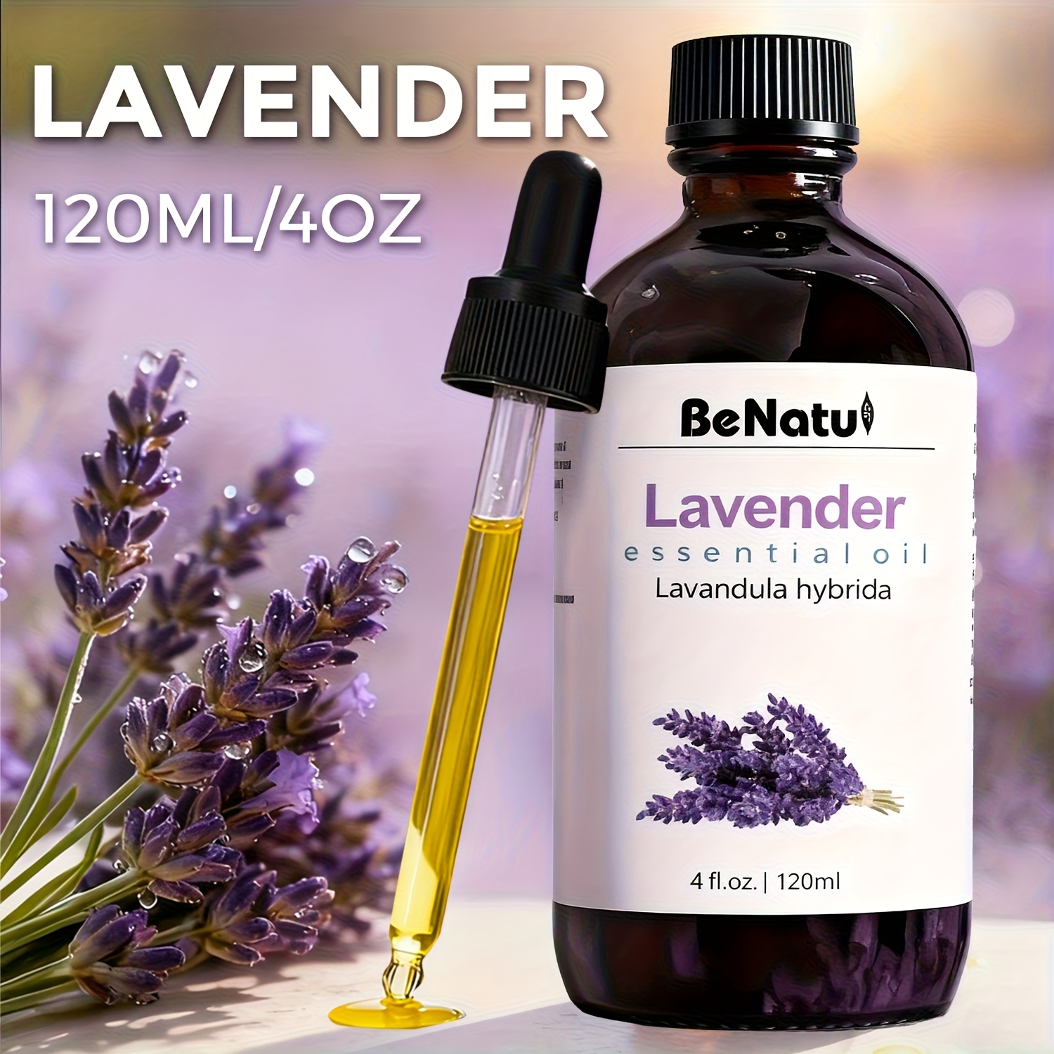 120ml (4oz) Lavender Essential Oil for Diffuser, Candle Making, Massage, Soap DIY, and Home Fragrance