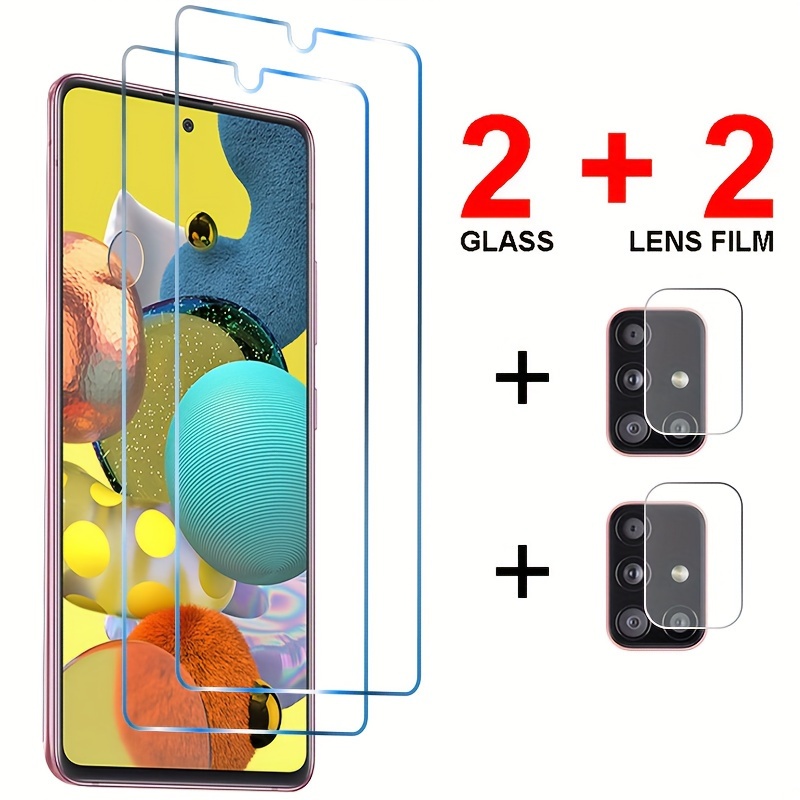 

[2+2] Clear Tempered Glass Films For Samsung Galaxy A12 A14 A15 A23 A24 A33 A34 A35 A53 A54 A55 S21 Fe S23 Fe Camera Lens Screen Protector Bubble Free Anti-scratch