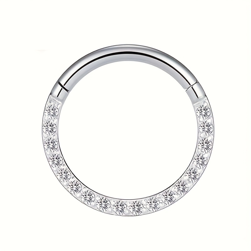 16G Stainless Steel Embedded Zirconia Seamless Nose Ring