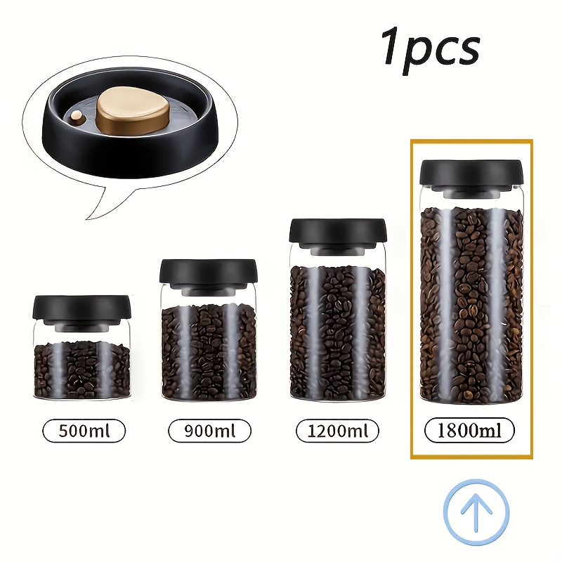 Image of 1pc Vacuum Glass Jar With Airtight Lid, Transparent Borosilicate Glass Extra-large Capacity Jar, For Coffee Beans, Tea, Nuts, And Grains, Kitchen Organizer And Storage, Kitchen Storage Organization