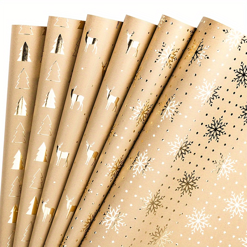 

Ensemble de 6 Papiers d'Emballage Cadeaux de Noël - Design de & Arbre de de Neige, pour les Présents de Fête & Décorations de Fête, Feuilles d'Emballage de Cadeaux en de Haute Qualité