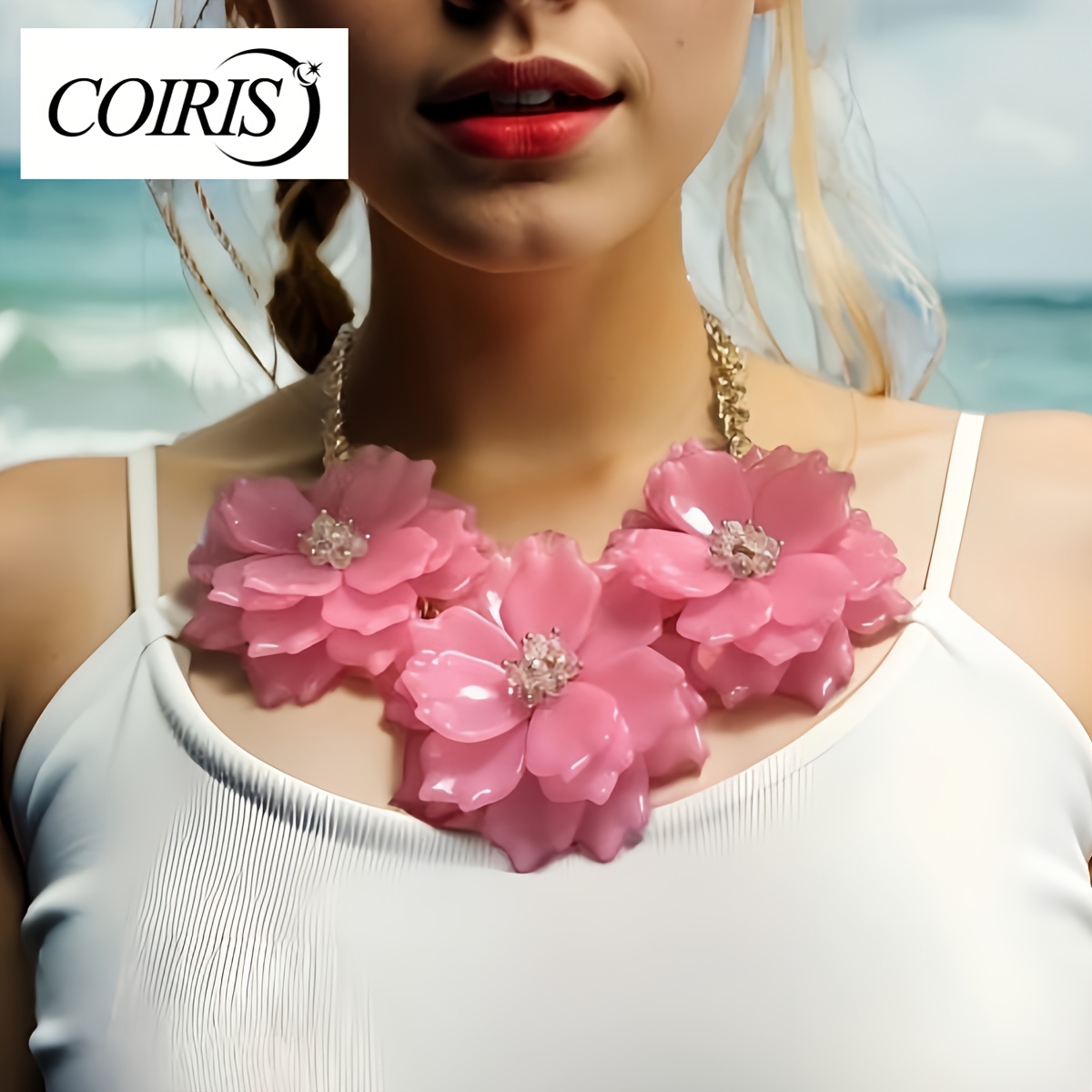 

Coiris Statement Chunky Flower Necklace Bib Collar Jewelry Set For Women