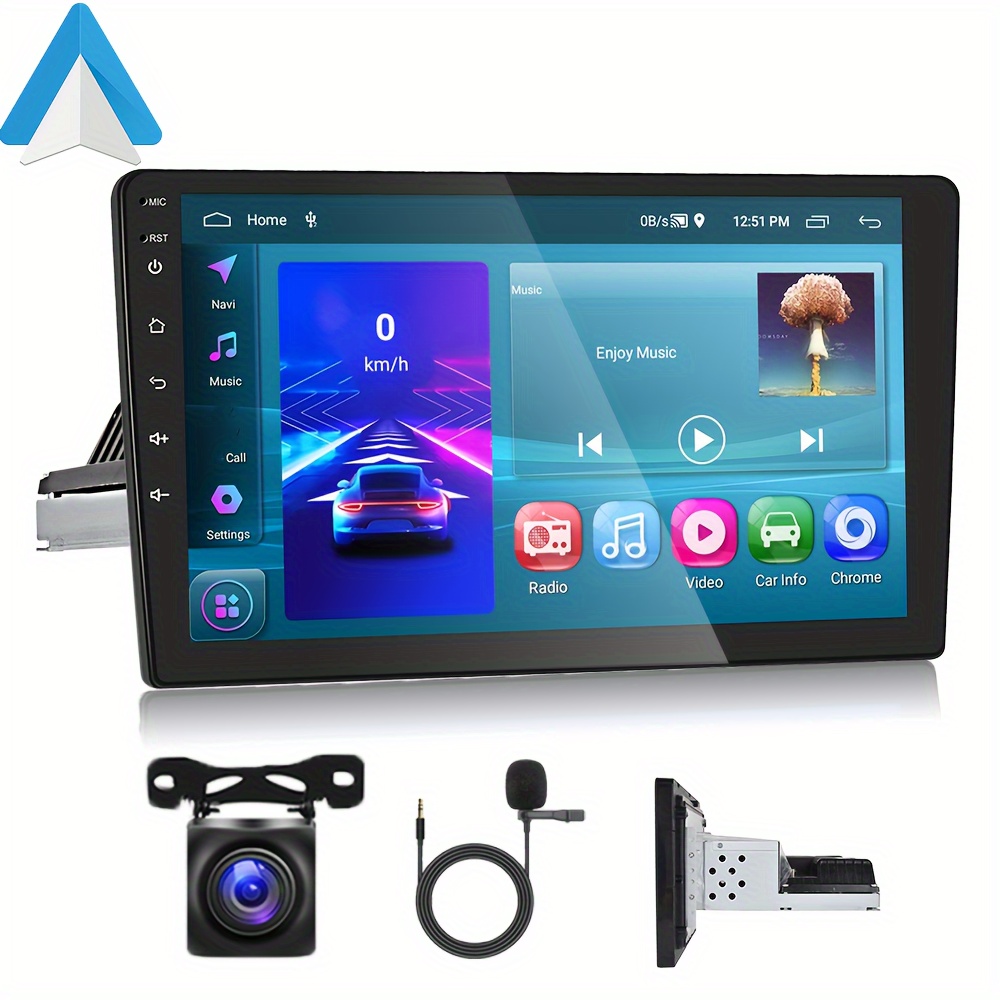 

2+64g Android Single Din Car Stereo With Wireless Android Auto - 10 Inch Touchscreen With Wifi/gps Navigation/fm+ahd Backup Camera