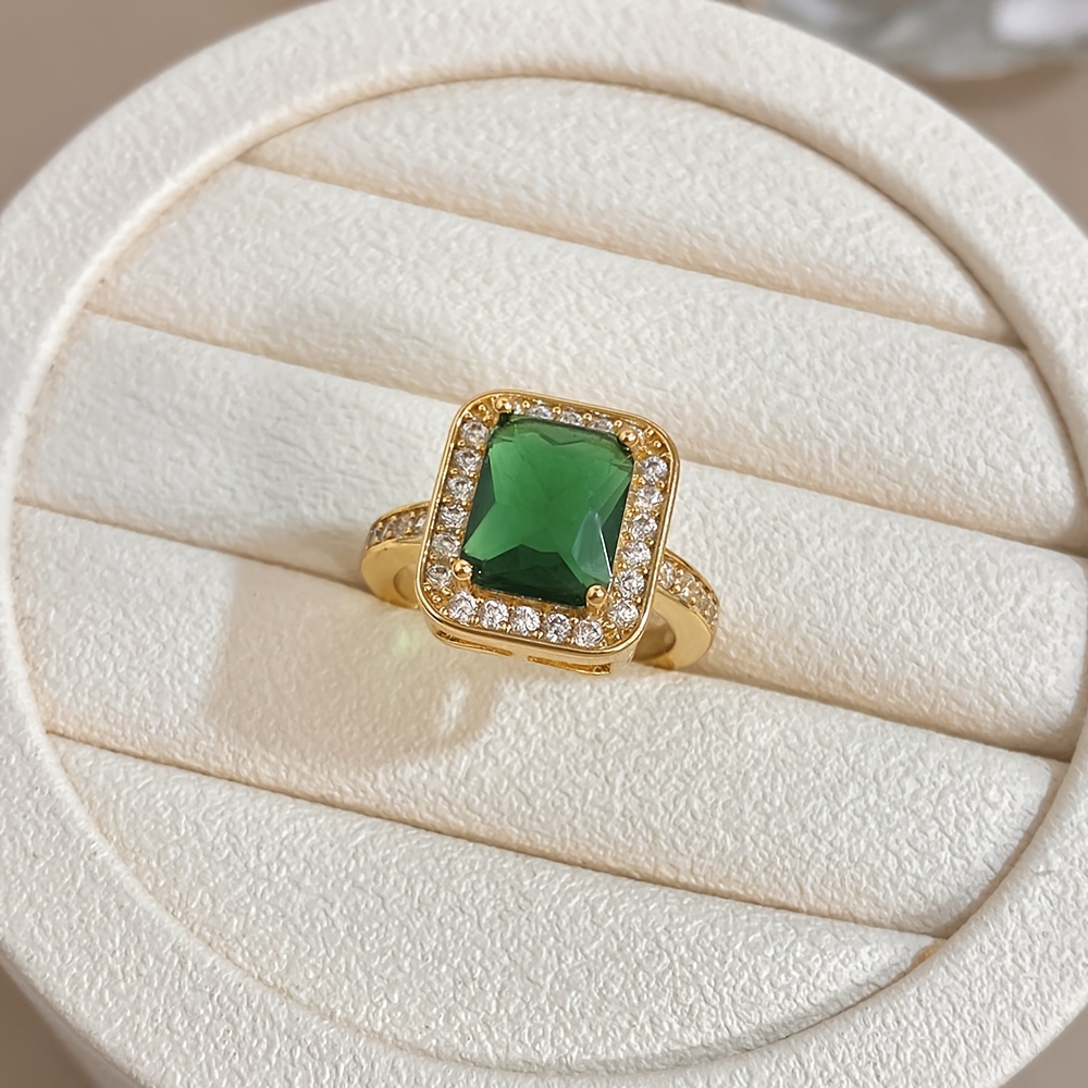 Women's 18K Golden-Plated Large Synthetic Zirconia Ring