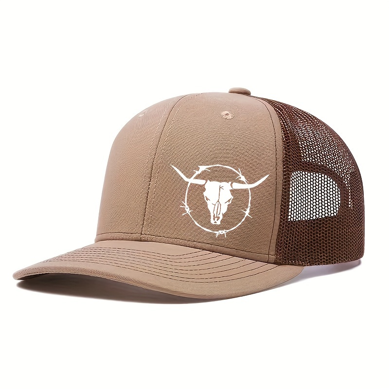 TEMU Casquette de baseball à six panneaux en avec imprimé tête de pour sports de