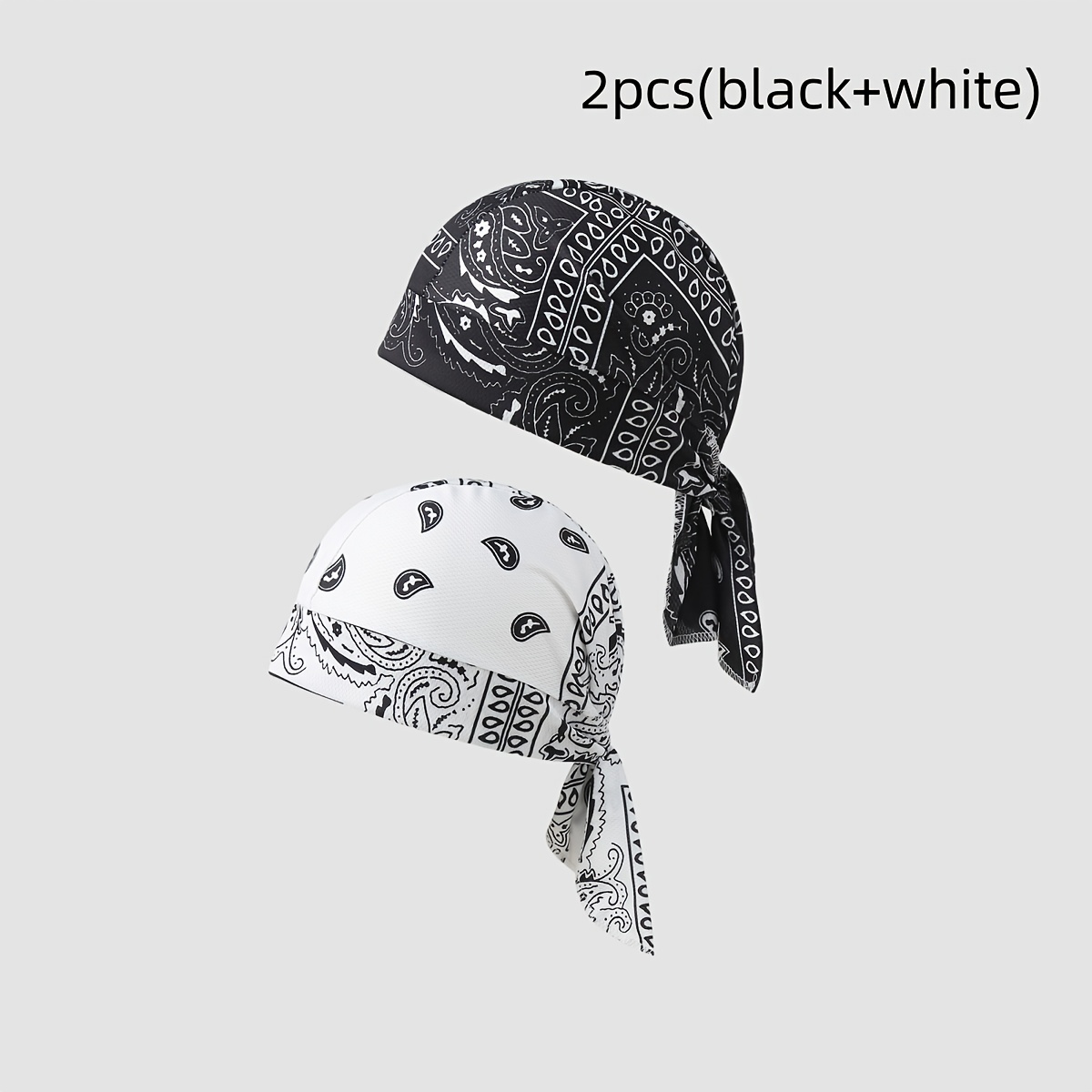 2-pack Unisex Paisley Pirate Hat With Back Tie Scarf Elastic Fabric Pirate Hat Suitable For Daily Use